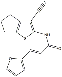 N-(3-cyano-5,6-dihydro-4H-cyclopenta[b]thien-2-yl)-3-(2-furyl)acrylamide Struktur