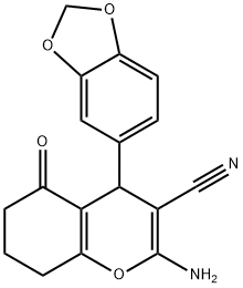 2-amino-4-(1,3-benzodioxol-5-yl)-5-oxo-5,6,7,8-tetrahydro-4H-chromene-3-carbonitrile Structure