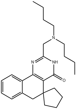 2-[(dibutylamino)methyl]-5,6-dihydrospiro(benzo[h]quinazoline-5,1'-cyclopentane)-4(3H)-one Structure