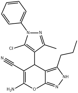 6-amino-4-(5-chloro-3-methyl-1-phenyl-1H-pyrazol-4-yl)-3-propyl-2,4-dihydropyrano[2,3-c]pyrazole-5-carbonitrile Structure