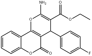 ethyl 2-amino-4-(4-fluorophenyl)-5-oxo-4H,5H-pyrano[3,2-c]chromene-3-carboxylate,304879-84-3,结构式