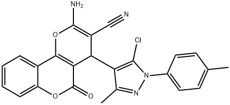 2-amino-4-[5-chloro-3-methyl-1-(4-methylphenyl)-1H-pyrazol-4-yl]-5-oxo-4H,5H-pyrano[3,2-c]chromene-3-carbonitrile Structure