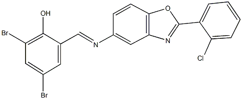 2,4-dibromo-6-({[2-(2-chlorophenyl)-1,3-benzoxazol-5-yl]imino}methyl)phenol Structure