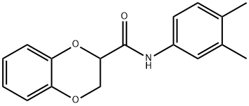 N-(3,4-dimethylphenyl)-2,3-dihydro-1,4-benzodioxine-2-carboxamide 化学構造式