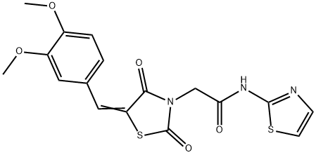 2-[5-(3,4-dimethoxybenzylidene)-2,4-dioxo-1,3-thiazolidin-3-yl]-N-(1,3-thiazol-2-yl)acetamide,304894-15-3,结构式