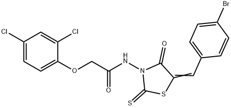 N-[5-(4-bromobenzylidene)-4-oxo-2-thioxo-1,3-thiazolidin-3-yl]-2-(2,4-dichlorophenoxy)acetamide 结构式