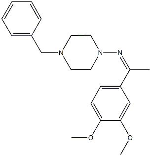 N-(4-benzyl-1-piperazinyl)-N-[1-(3,4-dimethoxyphenyl)ethylidene]amine 化学構造式