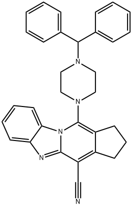 11-(4-benzhydryl-1-piperazinyl)-2,3-dihydro-1H-cyclopenta[4,5]pyrido[1,2-a]benzimidazole-4-carbonitrile,305331-76-4,结构式