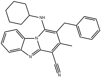 2-benzyl-1-(cyclohexylamino)-3-methylpyrido[1,2-a]benzimidazole-4-carbonitrile 结构式