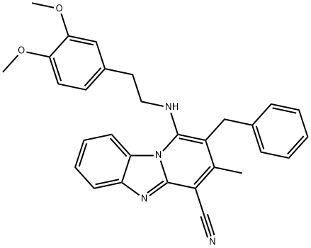 2-benzyl-1-{[2-(3,4-dimethoxyphenyl)ethyl]amino}-3-methylpyrido[1,2-a]benzimidazole-4-carbonitrile Structure