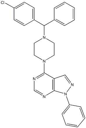 4-{4-[(4-chlorophenyl)(phenyl)methyl]-1-piperazinyl}-1-phenyl-1H-pyrazolo[3,4-d]pyrimidine,305337-64-8,结构式