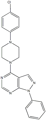 4-[4-(4-chlorophenyl)-1-piperazinyl]-1-phenyl-1H-pyrazolo[3,4-d]pyrimidine 化学構造式