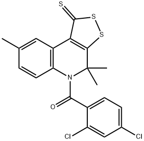 5-(2,4-dichlorobenzoyl)-4,4,8-trimethyl-4,5-dihydro-1H-[1,2]dithiolo[3,4-c]quinoline-1-thione 化学構造式