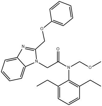 N-(2,6-diethylphenyl)-N-(methoxymethyl)-2-[2-(phenoxymethyl)-1H-benzimidazol-1-yl]acetamide 结构式