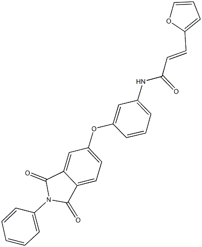 N-{3-[(1,3-dioxo-2-phenyl-2,3-dihydro-1H-isoindol-5-yl)oxy]phenyl}-3-(2-furyl)acrylamide 结构式