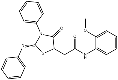 N-(2-methoxyphenyl)-2-[4-oxo-3-phenyl-2-(phenylimino)-1,3-thiazolidin-5-yl]acetamide Structure