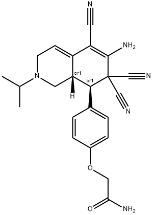 2-[4-(6-amino-5,7,7-tricyano-2-isopropyl-1,2,3,7,8,8a-hexahydroisoquinolin-8-yl)phenoxy]acetamide Structure