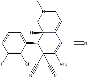 6-amino-8-(2-chloro-3-fluorophenyl)-2-methyl-2,3,8,8a-tetrahydro-5,7,7(1H)-isoquinolinetricarbonitrile,305383-41-9,结构式