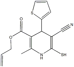 allyl 5-cyano-2-methyl-6-sulfanyl-4-(2-thienyl)-1,4-dihydro-3-pyridinecarboxylate Structure