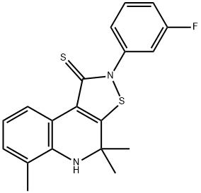 2-(3-fluorophenyl)-4,4,6-trimethyl-4,5-dihydroisothiazolo[5,4-c]quinoline-1(2H)-thione Structure