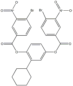 4-({4-bromo-3-nitrobenzoyl}oxy)-2-cyclohexylphenyl 4-bromo-3-nitrobenzoate 化学構造式