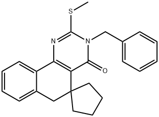 3-benzyl-2-(methylsulfanyl)-5,6-dihydrospiro(benzo[h]quinazoline-5,1'-cyclopentane)-4(3H)-one 结构式