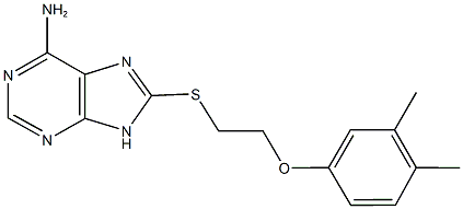 8-{[2-(3,4-dimethylphenoxy)ethyl]sulfanyl}-9H-purin-6-ylamine 化学構造式