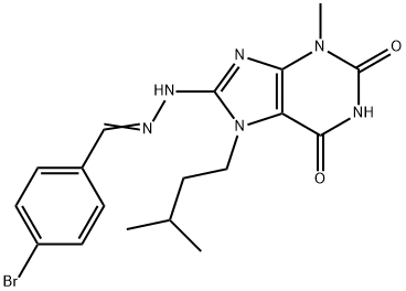 4-bromobenzaldehyde [3-methyl-7-(3-methylbutyl)-2,6-dioxo-2,3,6,7-tetrahydro-1H-purin-8-yl]hydrazone Structure
