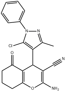 2-amino-4-(5-chloro-3-methyl-1-phenyl-1H-pyrazol-4-yl)-5-oxo-5,6,7,8-tetrahydro-4H-chromene-3-carbonitrile 结构式