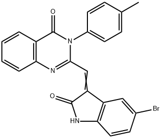 2-[(5-bromo-2-oxo-1,2-dihydro-3H-indol-3-ylidene)methyl]-3-(4-methylphenyl)-4(3H)-quinazolinone Structure