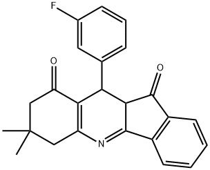 10-(3-fluorophenyl)-7,7-dimethyl-7,8,10,10a-tetrahydro-6H-indeno[1,2-b]quinoline-9,11-dione Struktur