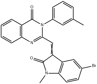 2-[(5-bromo-1-methyl-2-oxo-1,2-dihydro-3H-indol-3-ylidene)methyl]-3-(3-methylphenyl)-4(3H)-quinazolinone Structure