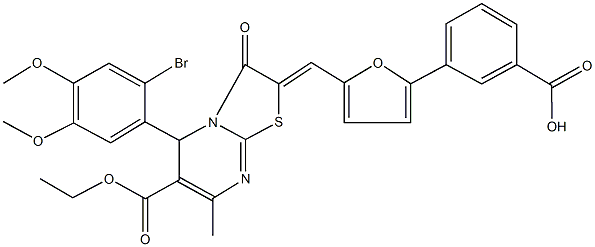 3-{5-[(5-(2-bromo-4,5-dimethoxyphenyl)-6-(ethoxycarbonyl)-7-methyl-3-oxo-5H-[1,3]thiazolo[3,2-a]pyrimidin-2(3H)-ylidene)methyl]-2-furyl}benzoic acid,305870-48-8,结构式