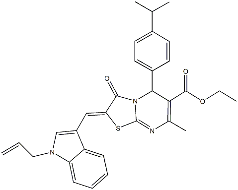 ethyl 2-[(1-allyl-1H-indol-3-yl)methylene]-5-(4-isopropylphenyl)-7-methyl-3-oxo-2,3-dihydro-5H-[1,3]thiazolo[3,2-a]pyrimidine-6-carboxylate Structure