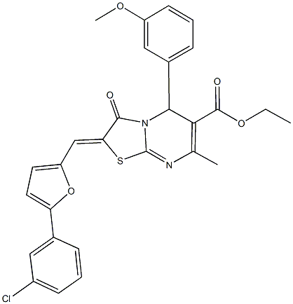 ethyl 2-{[5-(3-chlorophenyl)-2-furyl]methylene}-5-(3-methoxyphenyl)-7-methyl-3-oxo-2,3-dihydro-5H-[1,3]thiazolo[3,2-a]pyrimidine-6-carboxylate Structure