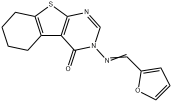 3-[(2-furylmethylene)amino]-5,6,7,8-tetrahydro[1]benzothieno[2,3-d]pyrimidin-4(3H)-one Structure