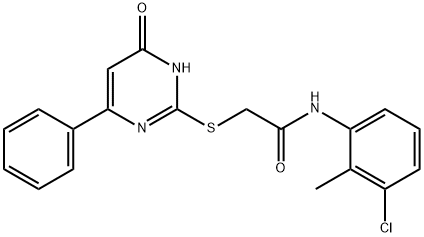 N-(3-chloro-2-methylphenyl)-2-[(6-oxo-4-phenyl-1,6-dihydro-2-pyrimidinyl)sulfanyl]acetamide 结构式