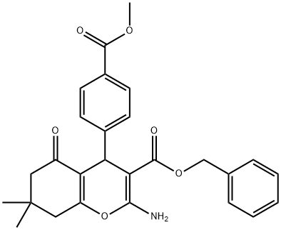 benzyl 2-amino-4-[4-(methoxycarbonyl)phenyl]-7,7-dimethyl-5-oxo-5,6,7,8-tetrahydro-4H-chromene-3-carboxylate 化学構造式