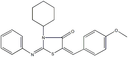 3-cyclohexyl-5-(4-methoxybenzylidene)-2-(phenylimino)-1,3-thiazolidin-4-one Struktur