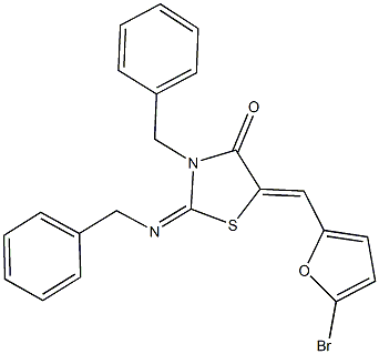 3-benzyl-2-(benzylimino)-5-[(5-bromo-2-furyl)methylene]-1,3-thiazolidin-4-one,306311-05-7,结构式