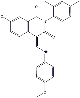 2-(2,4-dimethylphenyl)-7-methoxy-4-[(4-methoxyanilino)methylene]-1,3(2H,4H)-isoquinolinedione 化学構造式