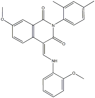 2-(2,4-dimethylphenyl)-7-methoxy-4-[(2-methoxyanilino)methylene]-1,3(2H,4H)-isoquinolinedione Structure