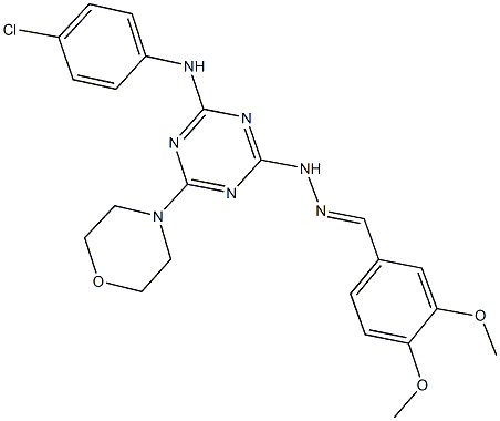 3,4-dimethoxybenzaldehyde [4-(4-chloroanilino)-6-(4-morpholinyl)-1,3,5-triazin-2-yl]hydrazone 结构式