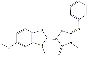 5-(5-methoxy-3-methyl-1,3-benzothiazol-2(3H)-ylidene)-3-methyl-2-(phenylimino)-1,3-thiazolidin-4-one,306316-88-1,结构式