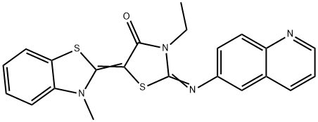 3-ethyl-5-(3-methyl-1,3-benzothiazol-2(3H)-ylidene)-2-(6-quinolinylimino)-1,3-thiazolidin-4-one Structure