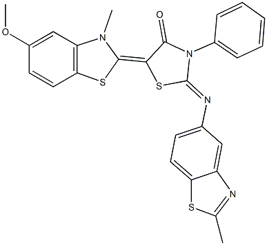 5-(5-methoxy-3-methyl-1,3-benzothiazol-2(3H)-ylidene)-2-[(2-methyl-1,3-benzothiazol-5-yl)imino]-3-phenyl-1,3-thiazolidin-4-one Structure