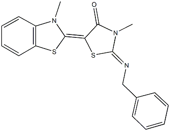 2-(benzylimino)-3-methyl-5-(3-methyl-1,3-benzothiazol-2(3H)-ylidene)-1,3-thiazolidin-4-one,306317-76-0,结构式