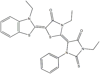 306317-90-8 3-ethyl-5-(3-ethyl-1,3-benzothiazol-2(3H)-ylidene)-2-(1-ethyl-5-oxo-3-phenyl-2-thioxo-4-imidazolidinylidene)-1,3-thiazolidin-4-one