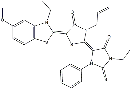 3-allyl-5-(3-ethyl-5-methoxy-1,3-benzothiazol-2(3H)-ylidene)-2-(1-ethyl-5-oxo-3-phenyl-2-thioxo-4-imidazolidinylidene)-1,3-thiazolidin-4-one|