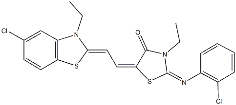 5-[2-(5-chloro-3-ethyl-1,3-benzothiazol-2(3H)-ylidene)ethylidene]-2-[(2-chlorophenyl)imino]-3-ethyl-1,3-thiazolidin-4-one,306318-07-0,结构式